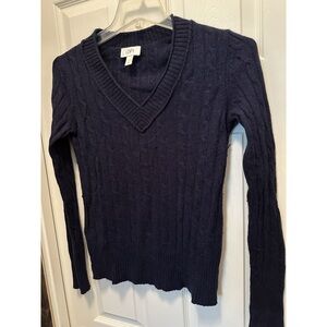 Ann Taylor Loft Small Sweater Long Sleeve Top Blue S V-Neck